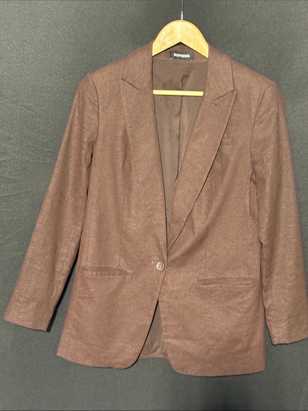 Express Chocolate Brown Single-Button Blazer